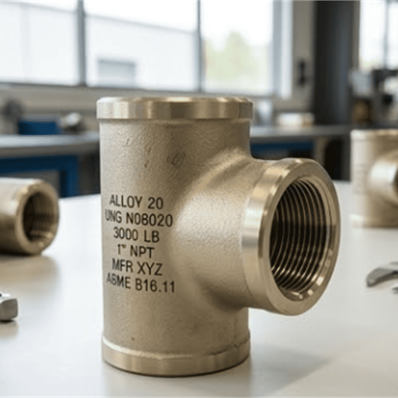 Кованый резьбовой тройник из сплава 20 (UNS N08020)